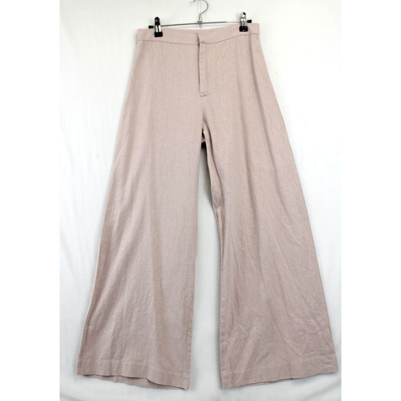 Rubber Ducky Productions Linen Blend Flare Leg Trousers Women S Rose Pink Pants - Picture 1 of 12